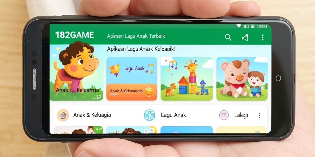 Antarmuka 182GAME yang ceria dan interaktif untuk anak.