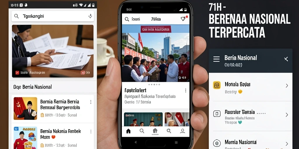 Screenshot antarmuka aplikasi 71H yang menampilkan berita nasional terkini.