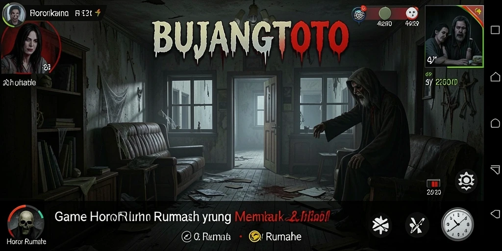 Screenshot utama BUJANGTOTO menampilkan suasana mencekam dalam permainan.