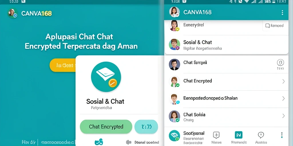 Tampilan antarmuka aplikasi CAANVA168 untuk chatting aman dan terenkripsi.
