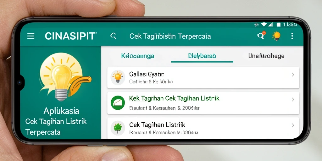 Antarmuka aplikasi CINASIPIT untuk cek tagihan listrik yang sederhana dan informatif.