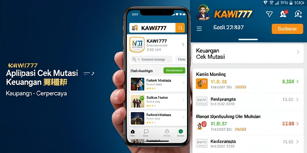 Tampilan antarmuka KAWI777 untuk cek mutasi keuangan.