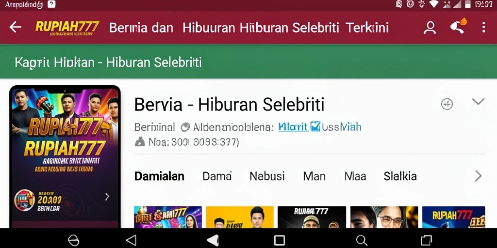 Tampilan antarmuka RUPIAH777 dengan berita hiburan selebriti terbaru.